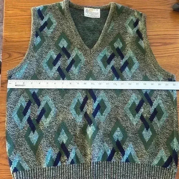 Vintage London Fog virgin acrylic knitwear of distinction W woven design mens XL - Picture 5 of 6